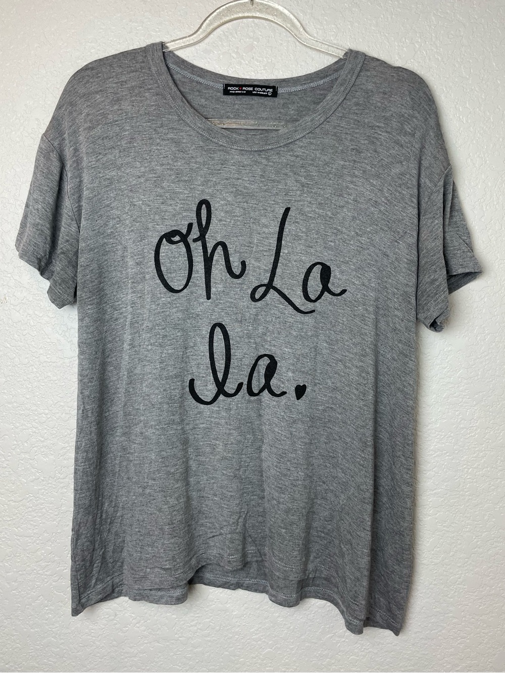 Rock Rose Couture Gray 'Oh La La' Graphic Tee Size L